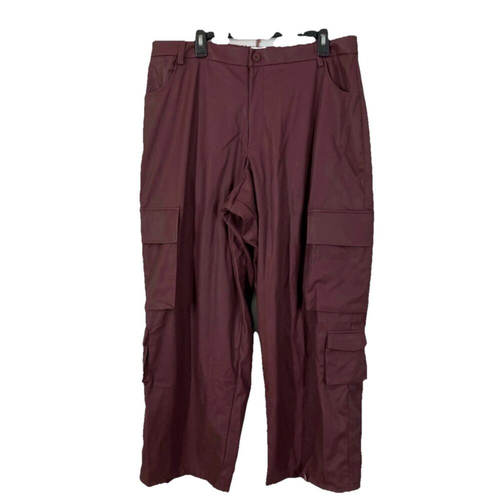 Terea by Andrea Pitter Women's Dark Cherry Faux Leather Pants Sport Size XXL NWT